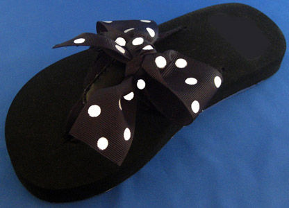 Luxurious Black with White Polka Dot Flip Flop.