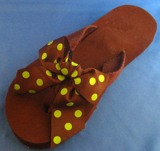 Earthy Brown With Cactus green Polka dot flip flops.