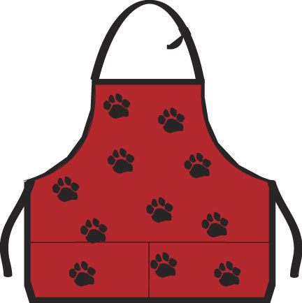 Red and Black Paw print Apron.
