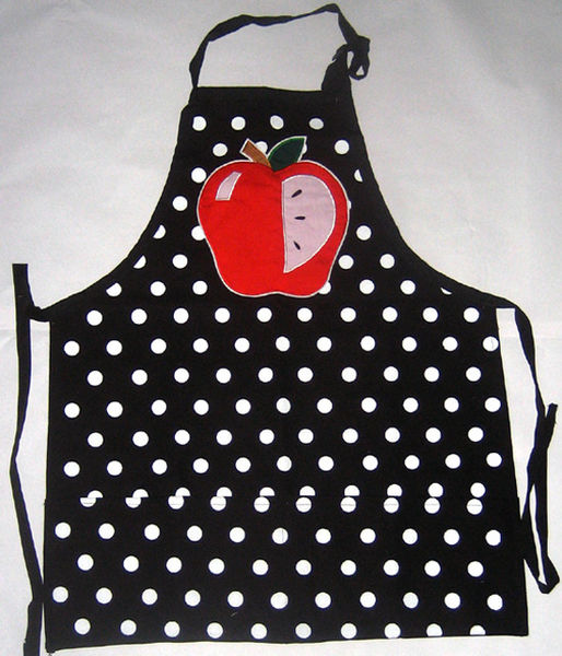 Black & White Canvas Apron w/ Apple Applique.