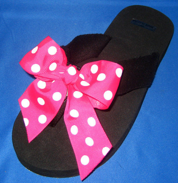 Pink with White Polka dots child's flip flop.