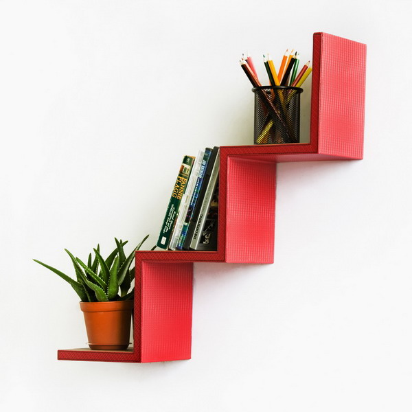 Red Step Wall Shelf